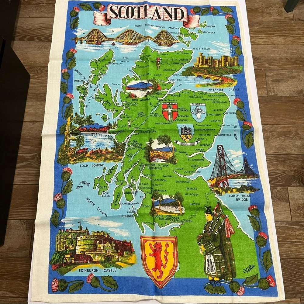 Vintage Irish Linen Tea Towels Souvenirs Set of 9 London Scotland Edinburgh